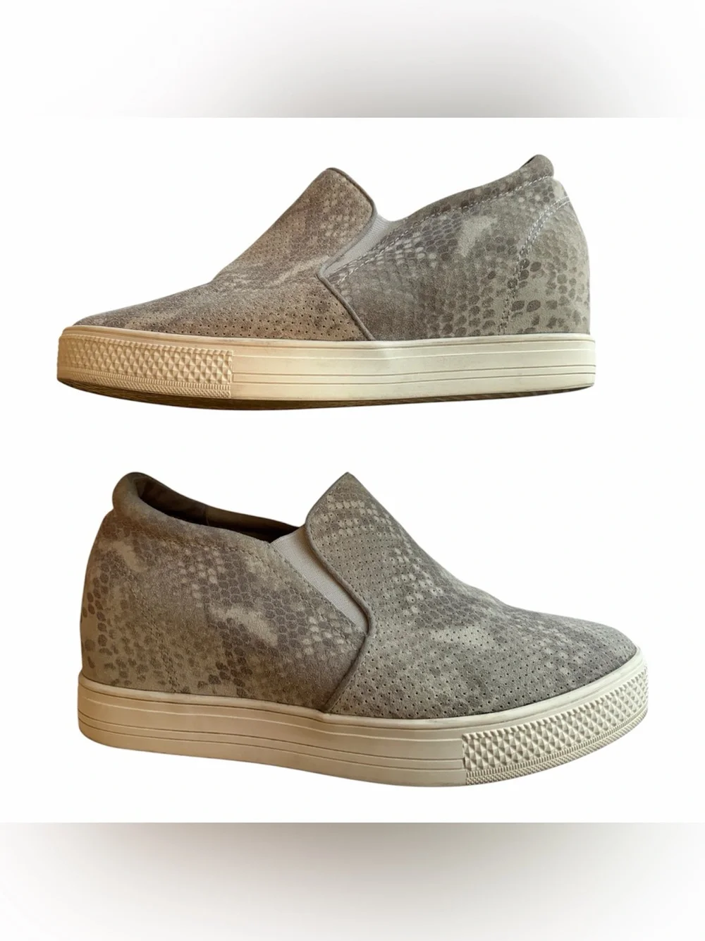 Caslon Allie Gray Suede Python Snakeskin Hidden Wedge Sneaker Women’s Size 7